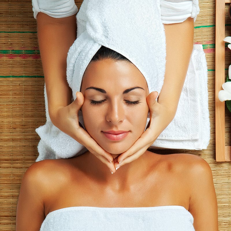 A professional facial treatment in progress